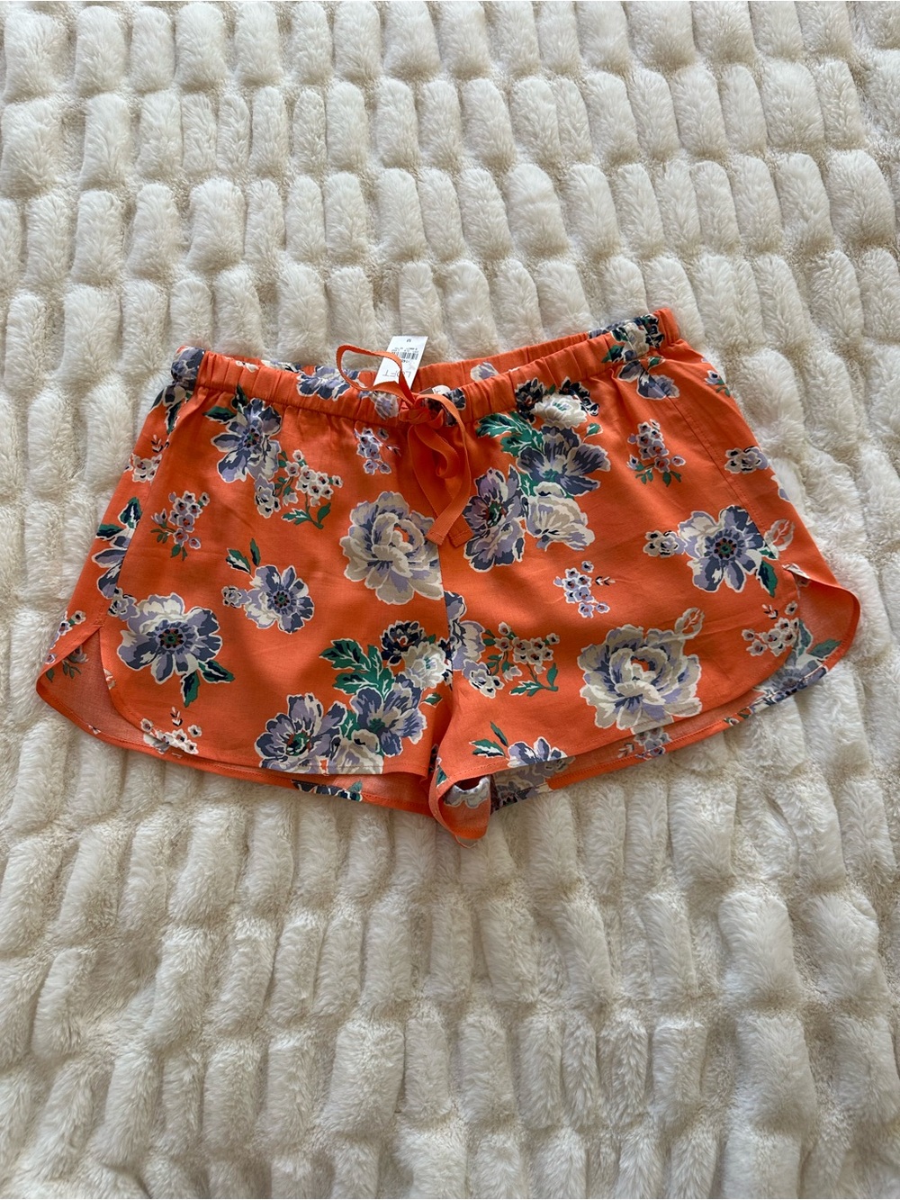 LOFT Orange Purple Blue Floral Drawstring Pajama Shorts